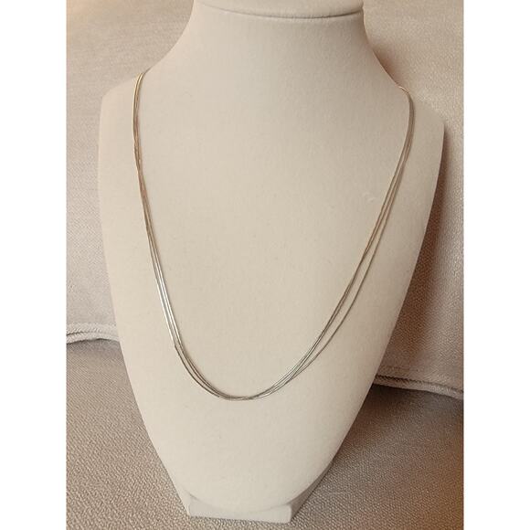 Long Sterling Silver 925 Multi-Strand Necklace 24" - Picture 3 of 6